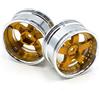 hobbysoul 2pcs RC 1/10 Alluminio Su Strada Cerchi Hex 12mm Offset Regolabile Colore Argento/Oro Misura per 1:10 RC Su Strada Drift Touring Street Car Pneumatico