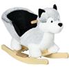 HOMCOM Cavallo a Dondolo per Bambini da 18-36 Mesi, Cavalluccio a Dondolo per Bambini Cavalcabile con Suoni Realistici, 60x33x50 cm, Grigio