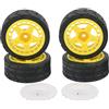 Bnineteenteam Pneumatici per Ruote RC, 4 Pezzi di Pneumatici in Gomma per Auto da Rally Piatti 1/10 RC con Aletta per Parti di Aggiornamento Dell'auto(Giallo) Flauta, Flauta