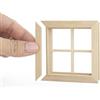 Odoria Casa delle Bambole Finestra Miniatura: 1/12 Scala Struttura Finestra Graticcio 4 Griglie Quadrato Mobili Legno non Verniciato - Mini Elemento Costruzione Modello DIY per Negozio Diorama