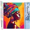 Figured'Art Dipingere con i Numeri - Paint by Numbers Donna Africana con Turbante, Passatempo per Adulti, Kit Completo, Hobby Creativi - Quadri fai da te 40x50cm senza cornice