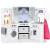 COSTWAY Cucina Giocattolo per Bambini, Set Cucina in Legno con Accessori, Luci e Suoni, Cappa, Fornelli, Microonde e Lavatrice, per Bambini 3+ Anni, 102 x 51 x 85 cm (Bianco)