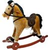 GIODICART Cavallo a Dondolo Grande Marrone Chiaro, Peluche Cavalcabile con Ruote, Nitrisce e Muove la Bocca