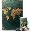 LLONGKT Puzzle con mappa del mondo dorato da 1000 pezzi per adulti, gioco stimolante e decorazione da parete per famiglie, regali unici per compleanno e Natale (38x26cm)