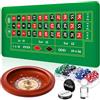 Lunmon Roulette Wheel Game Set include 11 '' in legno massello roulette ruota 88,9 x 40,6 cm gomma portatile Roulette Tavolo Layout Mat 100 chip Roulette Marker dealer Button