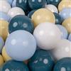 KiddyMoon 100 Palline/7Cm Palline Morbide Colorate Per Piscina Bambini Fatto In EU, Turchese Scuro/Blu Pastello/Giallo Pastello/Bianco