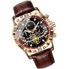 Generic Orologio da polso da uomo, multifunzionale, classico, analogico, orologio sportivo e business | fasi lunari luminoso formale impermeabile orologi con cinturino in pelle PU | stile tourbillon di fascia