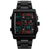 TONSHEN Uomo Orologio Digitale Subacqueo Impermeabile Analogico Quarzo Doppio Tempo Outdoor Sportivo Militare Orologi da Polso LED Controluce Rettangolare Dial Data Calendario (Rosso)