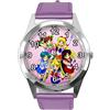 TAPORT Orologio rotondo in pelle viola per i fan dei manga