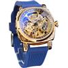 FORSINING Orologi da uomo, orologio meccanico retrò quadrato a carica automatica intagliato, orologi automatici skeleton con cinturino in pelle vintage da polso