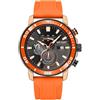 FORSINING Orologio da uomo, analogico, al quarzo, sportivo, cronografo, orologio da polso, cinturino in silicone, impermeabile, casual, alla moda, display per affari, Colore: arancione., cinghia