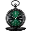 BOSHIYA Orologio da tasca vintage da uomo con catena, quadrante analogico al quarzo, con numeri romani, colore nero/argento, Cassa nera, quadrante verde, Vintage