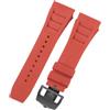 ROUHO 25mm Cinturino di Ricambio in Gomma Premium, Bracciale Regolabile in Silicone per Richard Mille RM-11-Rosso + Nero Fibbia