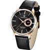 TYBERLEY Orologio da uomo vintage VH65 Movimento al quarzo Acciaio inossidabile cinturino in pelle impermeabile Business sportive Orologio da polso Data Display PD1654