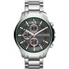 Armani Exchange A|X Armani Exchange - Orologio cronografo da uomo, con cinturino in pelle, acciaio inossidabile o silicone, Accenti argento/rosso/verde, Crono Hampton