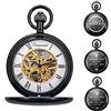 Treeweto, orologio da taschino unisex, con incisione personalizzata, analogico, a carica manuale, nero lucido
