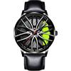 RORIOS Orologio Moda da Uomo Orologi da Polso Analogico Quarzo Orologi Design Mozzo Auto Orologi Cool Impermeabile con Cinturino in Pelle Verde C