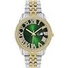 ICEDIAMOND Moda Colorato Quadrante Romano Ghiacciato Orologio Da Polso Full Bling CZ Diamante Calendario Al Quarzo Orologio per Uomo Donna (M-Green)
