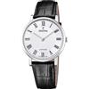 Festina SWISS MADE Orologio Uomo Analogico Pelle Nera - Quarzo - Vetro Zaffiro Resistente - Impermeabile 5 ATM Elegante - F20012/2 Classic Leather