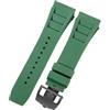 ROUHO 25mm Cinturino di Ricambio in Gomma Premium, Bracciale Regolabile in Silicone per Richard Mille RM-11-Verde + Nero Fibbia