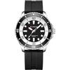 FORSINING Orologio analogico al quarzo, classico, cinturino in silicone, stile business casual, impermeabile, quadrante grande, orologio militare da uomo, Nero , Cinturino