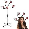 NadineDutol Cuffia da parrucchiere a 5 teste a infrarossi, da salone, 750 W, con supporto, asciugacapelli 40 - 80 °C, 112 - 136 cm, altezza regolabile (bianco)