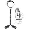Dstymkler Fun Black pelle collo a polso set - Polsini posteriori, collare attrezzature e accessori per coppie, feste, giochi - Regolabile