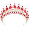 Kichvoe 1pezzi Coroncina Elegante Con Strass Per Sposa Accessorio Nuziale e Zirconi Per Matrimoni Feste e Occasioni Speciali Colore Rosso