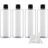 ZEOABSY 4 Pezzi 500 ml Trasparente Bottiglie di plastica PET con Tappo Flip Top Nero, Spalla Piatta Contenitori per Cosmetico, Bottiglie da Viaggio per Lozioni, Liquido, Olio