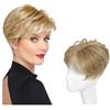 QRSTUVXZY Topper for capelli sintetici da 4,5 pollici for donne con capelli diradati - Taglio Pixie - 7x7 pollici 150 densità resistente al calore(Dark blonde)