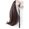 LesafeV Nature - Extension di capelli lisci e corti, sintetici, da donna, colore marrone scuro