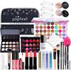 Layhou Popfeel Kit Trucco con Astuccio Trucco per Principianti, Anti-occhiaie, Crema, Polvere, Palette di Ombretti, Rossetto Lucido Labbra