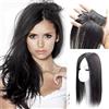 Drasawee Topper per capelli veri da donna, base in seta, clip nella parte superiore, per coprire i capelli bianchi, con nastro liscio, parrucca, 7 x 10 cm, 30 cm, colore naturale