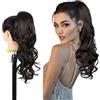 Ser Mulher Coda Di Cavallo con Laccio LISA, Capelli Ondulati 50cm. Facile e Veloce da Applicare. (2 Natural Black)