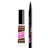 NYX Professional Makeup The Brow Glue Gel Sopracciglia Tonalità Dark Brown Istantaneo Effetto Laminazione 5g + Lift and Snatch Penna Sopracciglia No-Transfer Tenuta 16h Tonalità Ash Brown - Set da 2