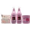 FEI FAN SET Per Capelli Trattati e Sfibrati CHERATINA Rigenerante, Con Cheratina e Cellule Staminali Vegetali: Shampoo 500ml + Balsamo 500ml + Maschera 500ml + Kit Bottiglie Viaggio