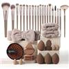 UNKCEST Set di 40 pennelli da trucco professionali per donne, mix di fondotinta, strumenti di bellezza di alta qualità, spugna per fondotinta, applicatori di trucco (40 pezzi, caffè)
