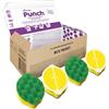 Vileda, PUNCH Spugna Piatti, 4 Pezzi - Spugne da Cucina Flessibili e Antigraffio con Lato Abrasivo, Profumate, Lavabili in Lavastoviglie, per Cucina, Bagno e Superfici Esterne
