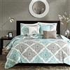 Madison Park Claire 6 Piece Quilted Coverlet Set, King/California King, Aqua