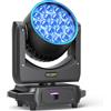 U`King 19 LED 285W Wash Teste Mobili, RGBW 4 in 1 Professionale Zoom Luce con Striscia di Luce per Palco Festa Matrimonio Bar KTV Concerto