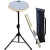 Keepdrum DP-GY8 Set Practice Pad Grigio con treppiede e borsa per il trasporto + bacchette per batteria 1 paio