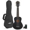 Gear4music Ukulele con Custodia Soprano Principianti Bambini Nero | Per principianti, bambini e adulti, corpo in tiglio stratificato per una proiezione ricca, meccaniche a bassa manutenzione