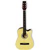 IBK Chitarra classica acustica finitura naturale in legno, tradizionale 4/4 misura 96cm con corde in acciaio (Legno)