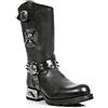 New Rock Stivali MR030-S1 da Uomo in 100% Pelle Nera Western con Piattaforma Gotica Stile Motociclista 42