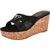 GUESS Lonaa, Sandali con Zeppa Donna, Strass Satinato Nero 001, 41 EU