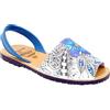 Avarca Menorquina Donna Sandali Menorquinas Avarcas Pelle fiori blu blue blue-flowers 40 EU