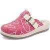Fly Flot Ciabatta Donna in Panno con Cuori, Fibbia Regolabile, Sottopiede in Panno, Suola in Poliuretano Piumatec 4,5cm