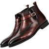 Generico Scarpe Classiche da Uomo Stivali in Vernice Nera Eleganti Stivaletti Chelsea di Pelle Eleganti Stivali da Moto alla Moda Stivaletti di Pelle Lavorata Pregiata Chelsea Design Classico