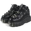 DONLIS Stivali con Tacco Alto da Donna, Scarpe in Pelle Stile Rock Heavy Metal, Stivali con Plateau gotici, Stivaletti Stringati con Tacco Grosso Punk,Nero,38