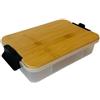 Farberware - Box per snack con tagliere in bambù, contenitore multiuso, portatile, con 7 scomparti, coperchio-tagliere rettangolare e maniglie di bloccaggio nere, senza BPA, 20 x 33 cm